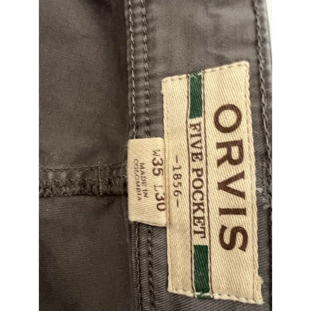 Orvis Five Pocket Pants Mens 35/36x30 Gray Stretch Cotton Straight Leg Casual